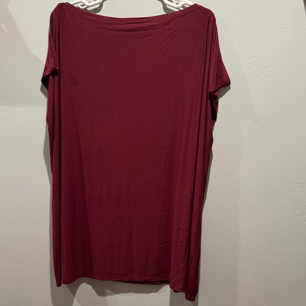 Encircled Women’s Easy Maroon Red Boatneck Flowy Off Shoulder Dress